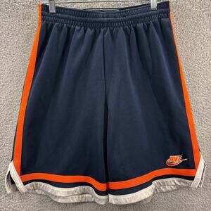 Vintage Nike Basketball Shorts Men's Medium Navy Orange Mesh Athletic Active